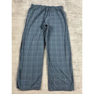 Calvin Klein Pajama Pants Mens XL Blue Plaid 100% Cotton Pull On Drawstring